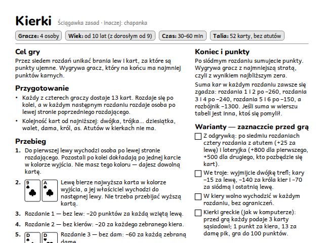 Kierki — zasady i ściągawka