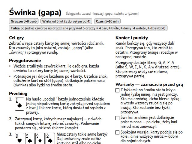 Świnka (gapa) — zasady i ściągawka